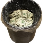 Bucket, dollars, three